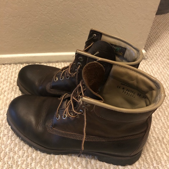 Timberland 6 inch waterproof brown leather mens boots 26090 - Picture 2 of 6